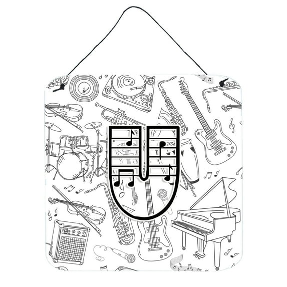 Carolines Treasures CJ2007-UDS66 Letter U Musical Note Letters Wall or Door Hanging Prints 6HX6W multicolor