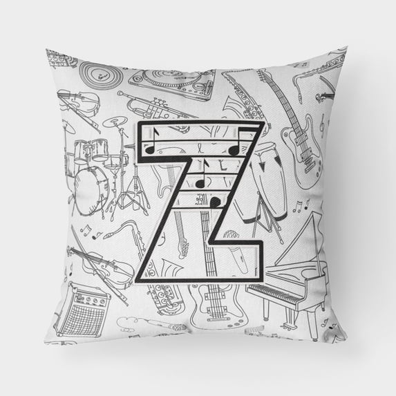 Carolines Treasures CJ2007-ZPW1818 Letter Z Musical Note Letters Canvas Fabric Decorative Pillow 18H x18W multicolor