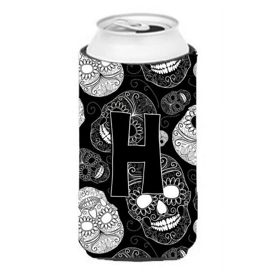 Carolines Treasures CJ2008-HTBC Letter H Day of the Dead Skulls Black Tall Boy Beverage Insulator Hugger Tall Boy