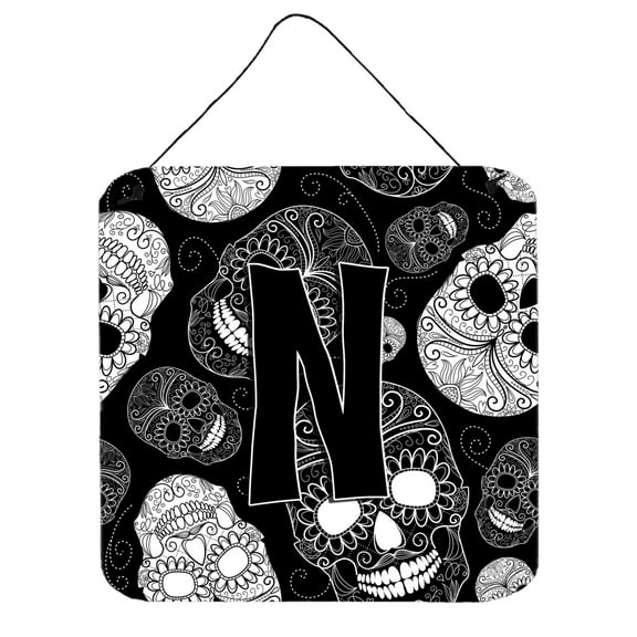 Carolines Treasures CJ2008-NDS66 Letter N Day of the Dead Skulls Black Wall or Door Hanging Prints 6HX6W multicolor