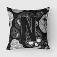 thumbnail image 1 of Carolines Treasures CJ2008-NPW1818 Letter N Day of the Dead Skulls Black Canvas Fabric Decorative Pillow  18H x18W, 1 of 3