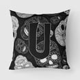 thumbnail image 1 of Carolines Treasures CJ2008-UPW1818 Letter U Day of the Dead Skulls Black Canvas Fabric Decorative Pillow  18H x18W, 1 of 7