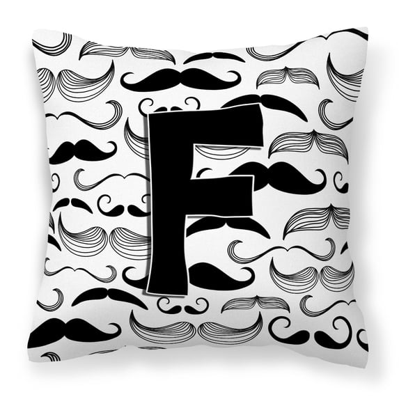 Letter F Moustache Initial Fabric Decorative Pillow