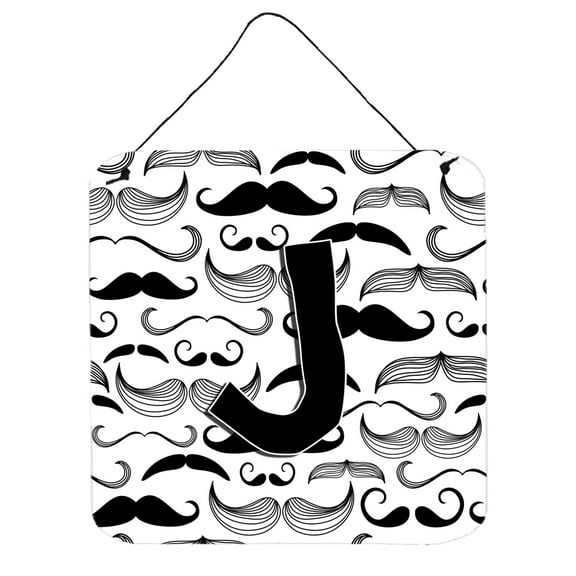 Carolines Treasures CJ2009-JDS66 Letter J Moustache Initial Wall or Door Hanging Prints 6HX6W multicolor