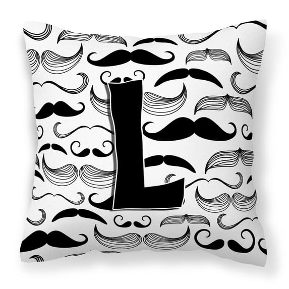 Carolines Treasures CJ2009-LPW1414 Letter L Moustache Initial Canvas Fabric Decorative Pillow 14Hx14W multicolor