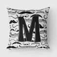 thumbnail image 1 of Carolines Treasures CJ2009-MPW1818 Letter M Moustache Initial Canvas Fabric Decorative Pillow  18H x18W multicolor, 1 of 1