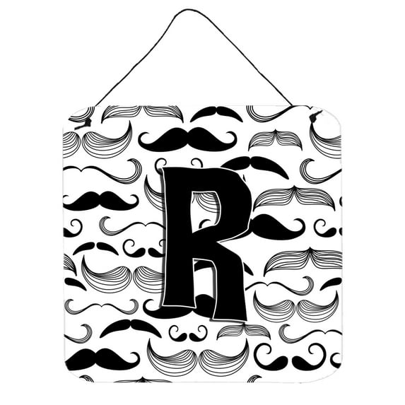 Carolines Treasures CJ2009-RDS66 Letter R Moustache Initial Wall or Door Hanging Prints 6HX6W multicolor