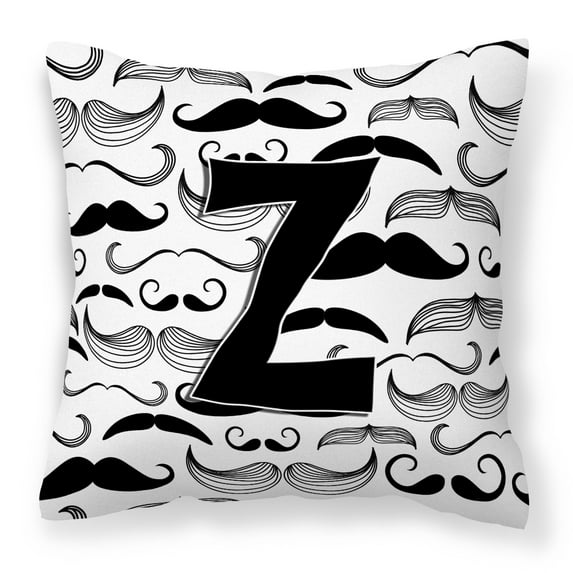 Carolines Treasures CJ2009-ZPW1414 Letter Z Moustache Initial Canvas Fabric Decorative Pillow  14Hx14W multicolor