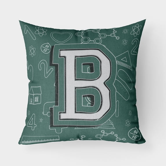 Carolines Treasures CJ2010-BPW1818 Letter B Back to School Initial Canvas Fabric Decorative Pillow 18H x18W multicolor
