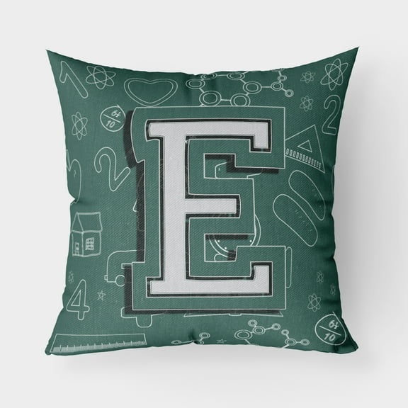 Carolines Treasures CJ2010-EPW1818 Letter E Back to School Initial Canvas Fabric Decorative Pillow 18H x18W multicolor
