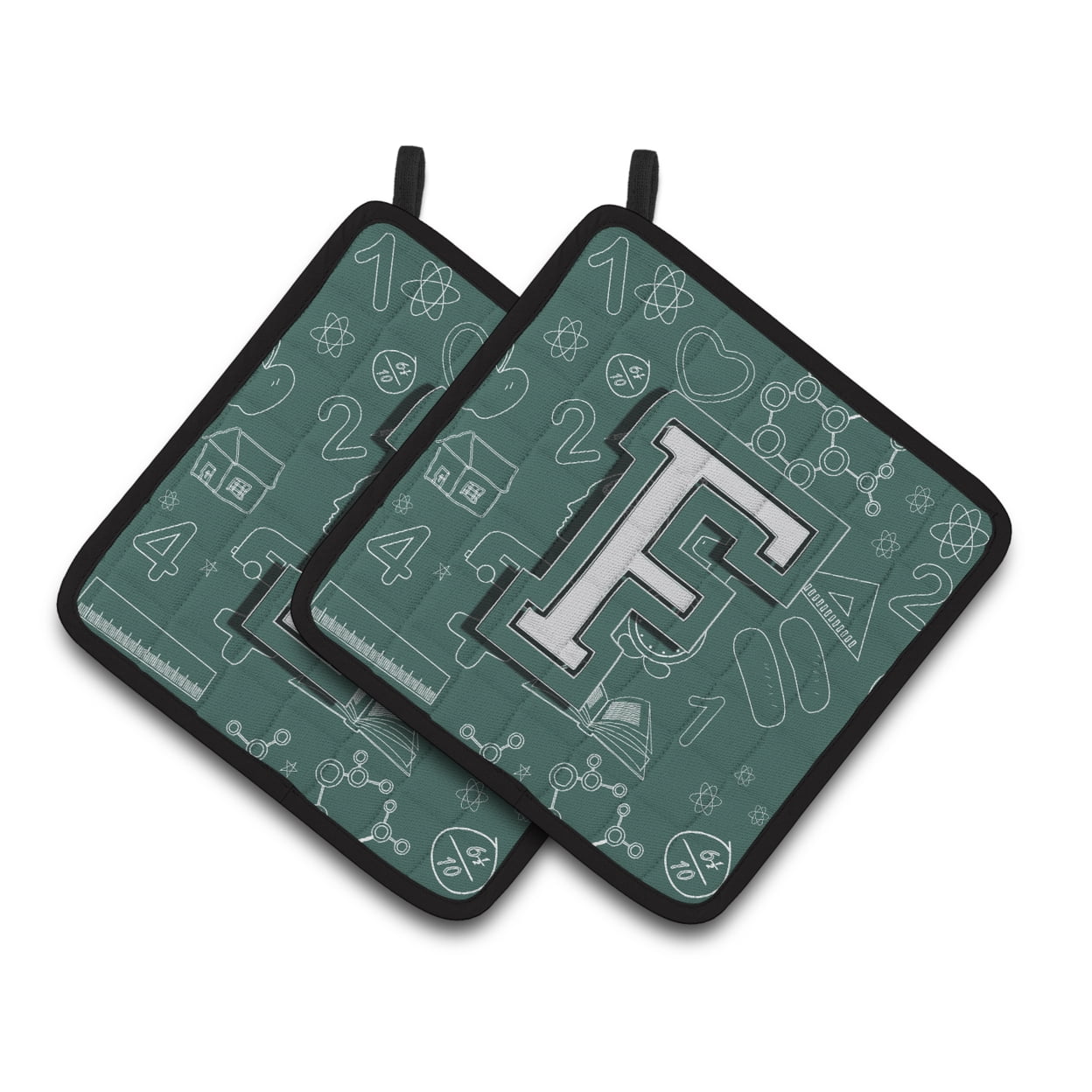 Carolines Treasures CJ2010-FPTHD Letter F Back to School Initial Pair of Pot Holders, 7.5HX7.5W, multicolor