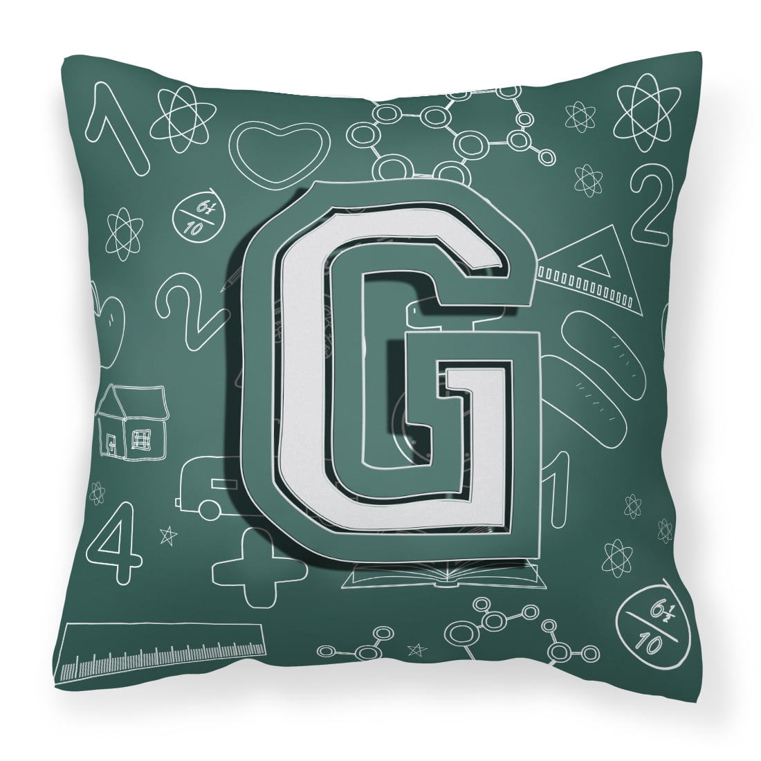 Carolines Treasures CJ2010-GPW1414 Letter G Back to School Initial Canvas Fabric Decorative Pillow 14Hx14W multicolor