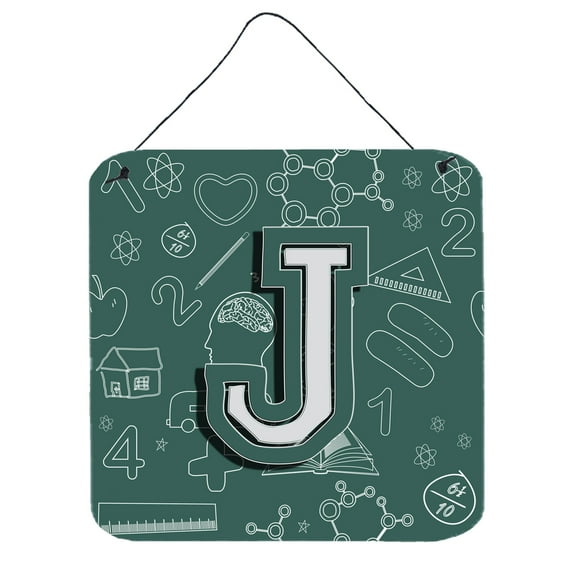 Carolines Treasures CJ2010-JDS66 Letter J Back to School Initial Wall or Door Hanging Prints 6HX6W multicolor