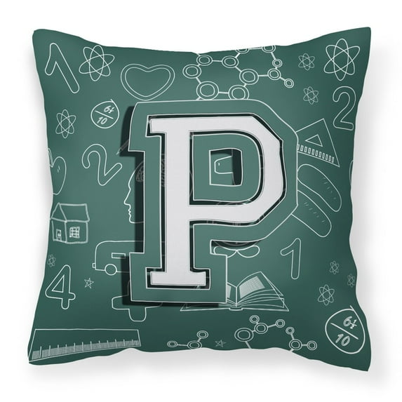 Carolines Treasures CJ2010-PPW1414 Letter P Back to School Initial Canvas Fabric Decorative Pillow 14Hx14W multicolor