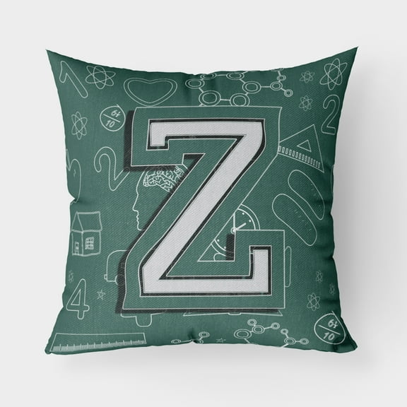 Carolines Treasures CJ2010-ZPW1818 Letter Z Back to School Initial Canvas Fabric Decorative Pillow  18H x18W multicolor