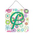 thumbnail image 1 of Carolines Treasures CJ2011-FDS66 Letter F Flowers Pink Teal Green Initial Wall or Door Hanging Prints 6HX6W multicolor, 1 of 7