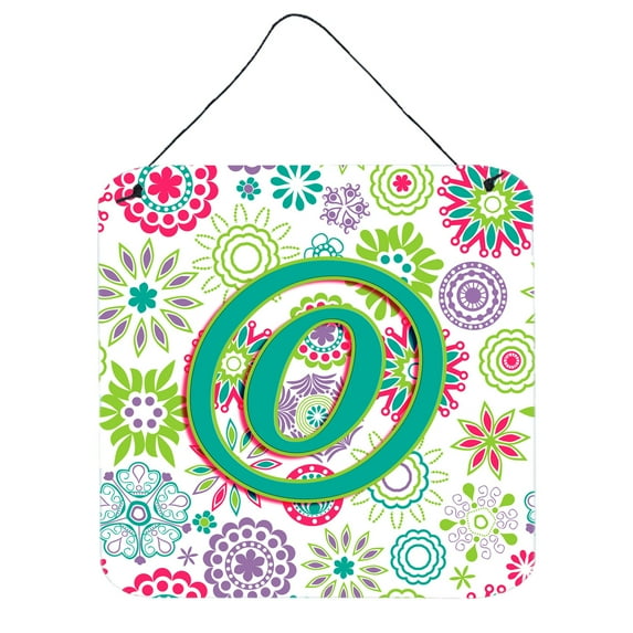 Carolines Treasures CJ2011-ODS66 Letter O Flowers Pink Teal Green Initial Wall or Door Hanging Prints 6HX6W multicolor
