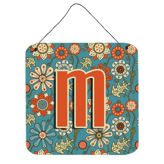 Carolines Treasures CJ2012-MDS66 Letter M Flowers Retro Blue Wall or Door Hanging Prints 6HX6W multicolor