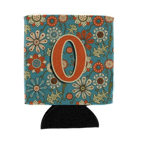 Carolines Treasures CJ2012-OCC Letter O Flowers Retro Blue Can or Bottle Hugger  Can Hugger multicolor