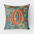 thumbnail image 1 of Carolines Treasures CJ2012-OPW1818 Letter O Flowers Retro Blue Canvas Fabric Decorative Pillow  18H x18W multicolor, 1 of 1