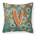 thumbnail image 1 of Carolines Treasures CJ2012-VPW1414 Letter V Flowers Retro Blue Canvas Fabric Decorative Pillow, 1 of 4
