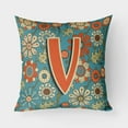 thumbnail image 1 of Carolines Treasures CJ2012-VPW1818 Letter V Flowers Retro Blue Canvas Fabric Decorative Pillow  18H x18W multicolor, 1 of 1