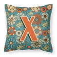 thumbnail image 1 of Carolines Treasures CJ2012-XPW1414 Letter X Flowers Retro Blue Canvas Fabric Decorative Pillow  14Hx14W multicolor, 1 of 4