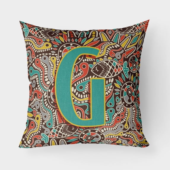 Carolines Treasures CJ2013-GPW1818 Letter G Retro Tribal Alphabet Initial Canvas Fabric Decorative Pillow 18H x18W