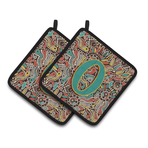 Carolines Treasures CJ2013-OPTHD Letter O Retro Tribal Alphabet Initial Pair of Pot Holders, 7.5HX7.5W, multicolor