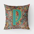 thumbnail image 1 of Carolines Treasures CJ2013-PPW1818 Letter P Retro Tribal Alphabet Initial Canvas Fabric Decorative Pillow  18H x18W, 1 of 3