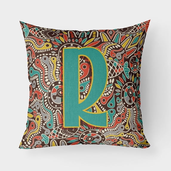 Carolines Treasures CJ2013-RPW1818 Letter R Retro Tribal Alphabet Initial Canvas Fabric Decorative Pillow 18H x18W