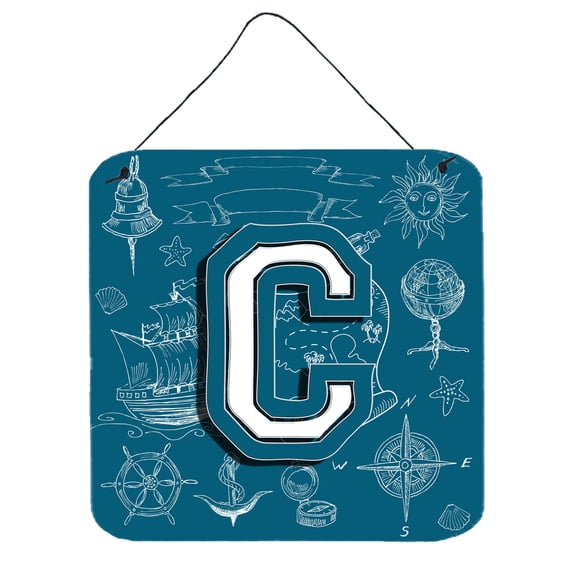 Carolines Treasures CJ2014-CDS66 Letter C Sea Doodles Initial Alphabet Wall or Door Hanging Prints 6HX6W multicolor