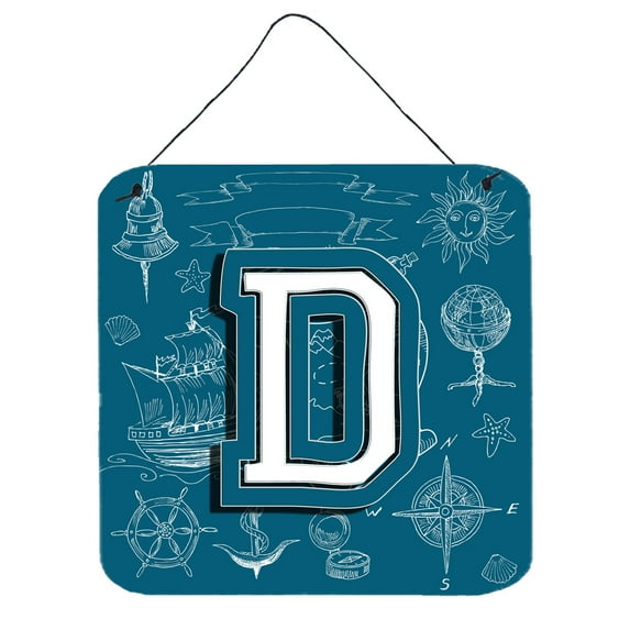 Carolines Treasures CJ2014-DDS66 Letter D Sea Doodles Initial Alphabet Wall or Door Hanging Prints 6HX6W multicolor