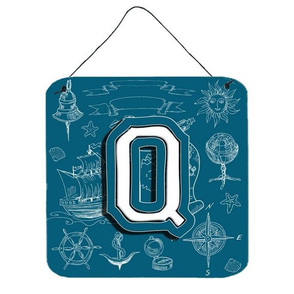 Carolines Treasures CJ2014-QDS66 Letter Q Sea Doodles Initial Alphabet Wall or Door Hanging Prints 6HX6W multicolor