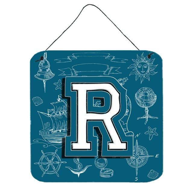 Carolines Treasures CJ2014-RDS66 Letter R Sea Doodles Initial Alphabet Wall or Door Hanging Prints 6HX6W multicolor