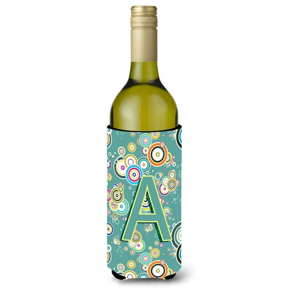 Carolines Treasures CJ2015-ALITERK Letter A Circle Circle Teal Initial Alphabet Wine Bottle Beverage Insulator Hugger