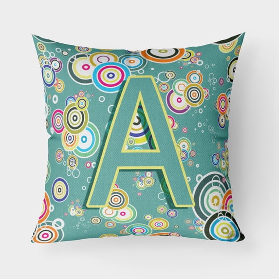 Carolines Treasures CJ2015-APW1818 Letter A Circle Circle Teal Initial Alphabet Canvas Fabric Decorative Pillow 18H
