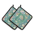 thumbnail image 1 of Carolines Treasures CJ2015-DPTHD Letter D Circle Circle Teal Initial Alphabet Pair of Pot Holders, 7.5HX7.5W, multicolor, 1 of 2