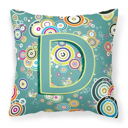 Carolines Treasures CJ2015-DPW1414 Letter D Circle Circle Teal Initial Alphabet Canvas Fabric Decorative Pillow 14Hx14W
