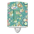 thumbnail image 1 of Carolines Treasures CJ2015-FCNL Letter F Circle Circle Teal Initial Alphabet Ceramic Night Light, 6x4x3", multicolor, 1 of 1