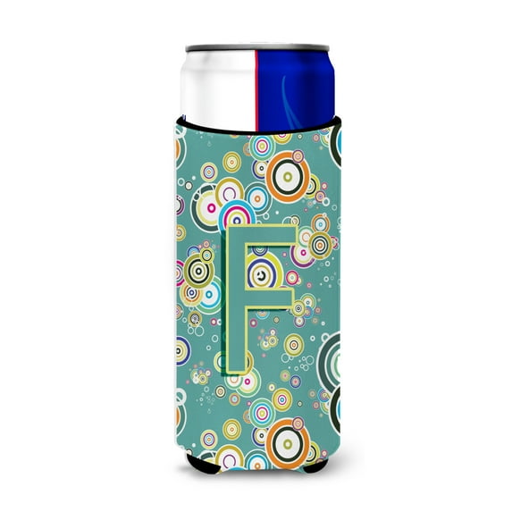 Carolines Treasures CJ2015-FMUK Letter F Circle Circle Teal Initial Alphabet Ultra Beverage Insulators for slim cans