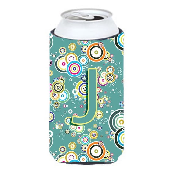 Carolines Treasures CJ2015-JTBC Letter J Circle Circle Teal Initial Alphabet Tall Boy Beverage Insulator Hugger Tall