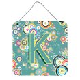 thumbnail image 1 of Carolines Treasures CJ2015-KDS66 Letter K Circle Circle Teal Initial Alphabet Wall or Door Hanging Prints 6HX6W, 1 of 7