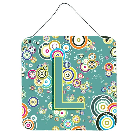 Carolines Treasures CJ2015-LDS66 Letter L Circle Circle Teal Initial Alphabet Wall or Door Hanging Prints 6HX6W