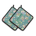 thumbnail image 1 of Carolines Treasures CJ2015-LPTHD Letter L Circle Circle Teal Initial Alphabet Pair of Pot Holders, 7.5HX7.5W, multicolor, 1 of 2