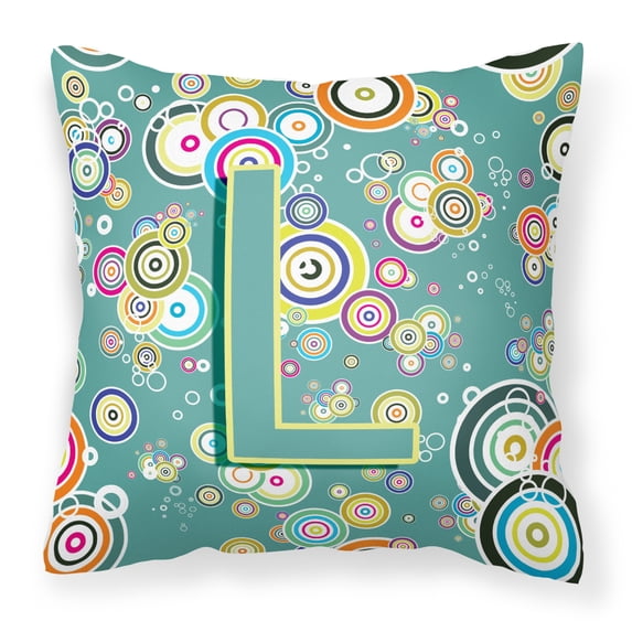 Carolines Treasures CJ2015-LPW1414 Letter L Circle Circle Teal Initial Alphabet Canvas Fabric Decorative Pillow 14Hx14W