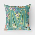 thumbnail image 1 of Carolines Treasures CJ2015-MPW1818 Letter M Circle Circle Teal Initial Alphabet Canvas Fabric Decorative Pillow  18H, 1 of 1