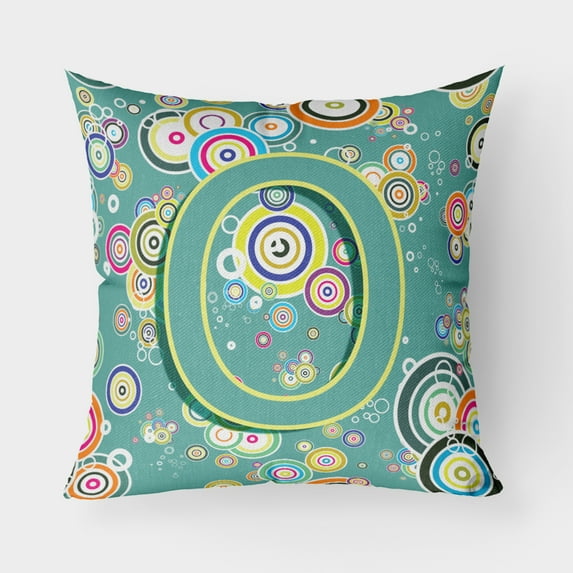 Carolines Treasures CJ2015-OPW1818 Letter O Circle Circle Teal Initial Alphabet Canvas Fabric Decorative Pillow 18H
