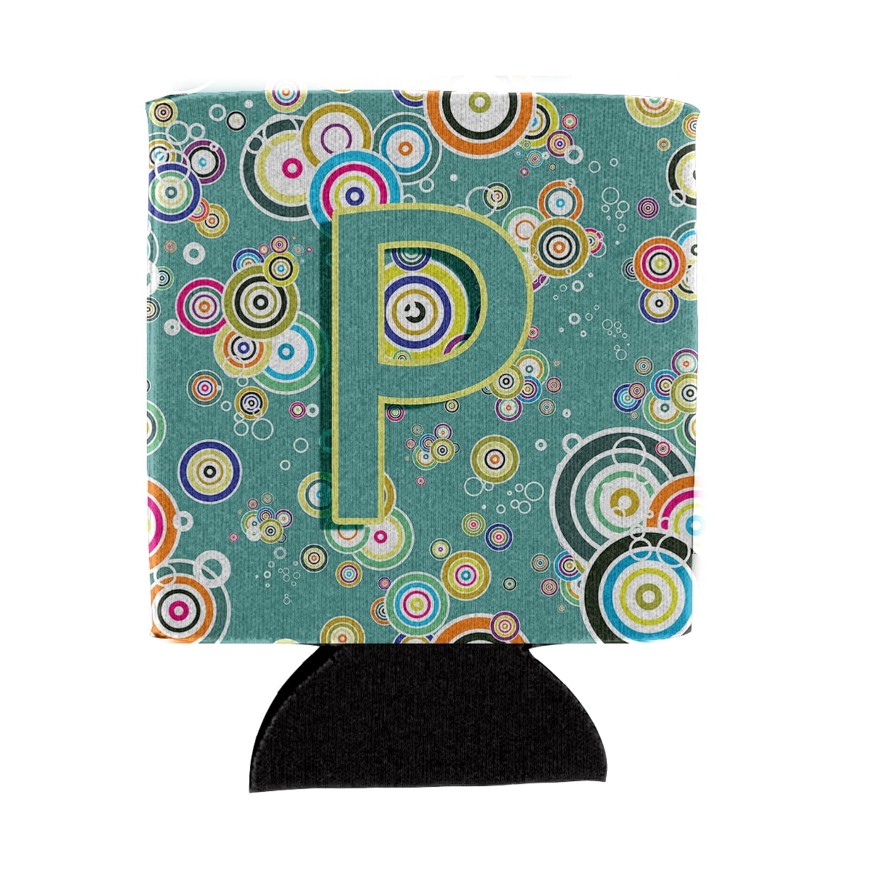 Carolines Treasures CJ2015-PCC Letter P Circle Circle Teal Initial Alphabet Can or Bottle Hugger  Can Hugger multicolor