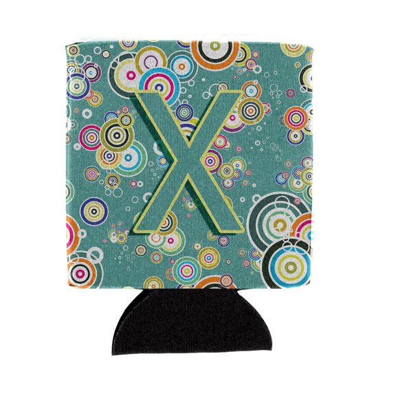 Carolines Treasures CJ2015-XCC Letter X Circle Circle Teal Initial Alphabet Can or Bottle Hugger Can Hugger multicolor